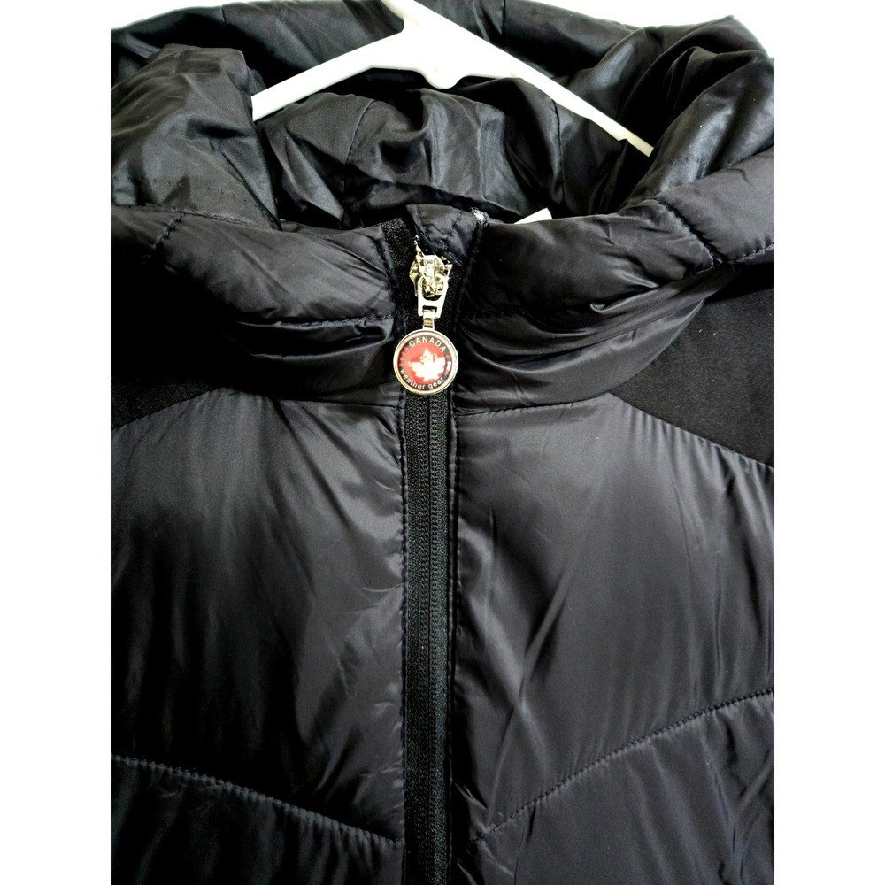 Canada Weather Gear Puffer Jacket Hooded Hybrid Soft Shell Womens L Black NWT - Picture 9 of 14